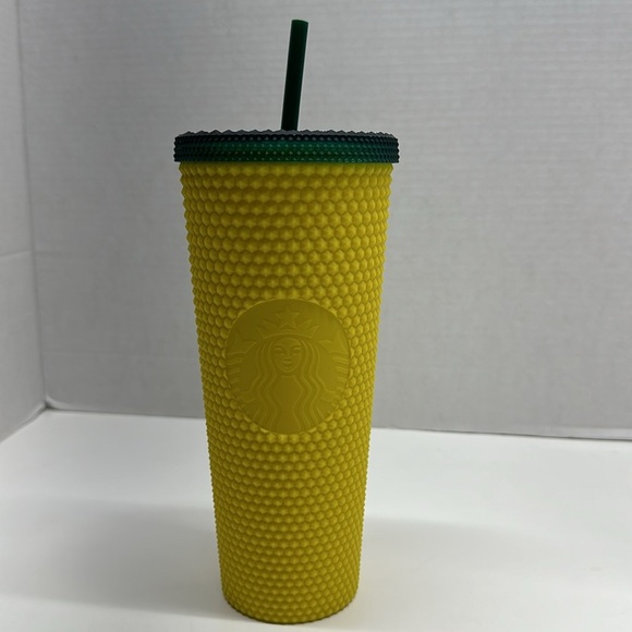 Starbucks Pineapple Studded Tumbler Cold Cup Hawaii Exclusive Matte Yellow Green - Picture 1 of 6